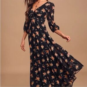 NWOT Free People Black Floral Dress